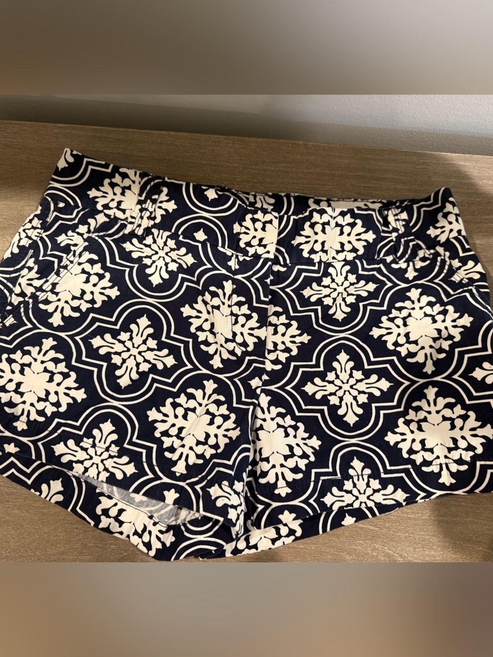J. Crew Factory Navy and White Printed Shorts